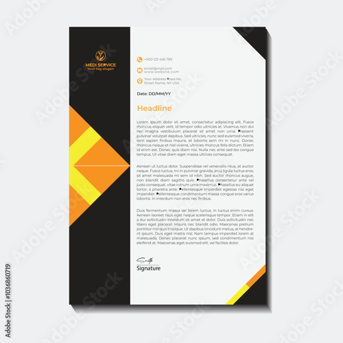 Corporate Business Company Letterhead  Design template with 8.5x11 inches
