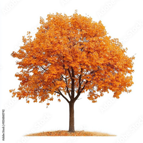 Autumn tree illustration on white background