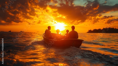 Family enjoying a sunset boat ride - creating lasting memories on the water