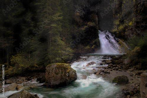 A fantastic waterfall in a forest
