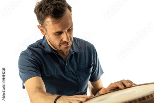 A person plays the drums in a casual setting