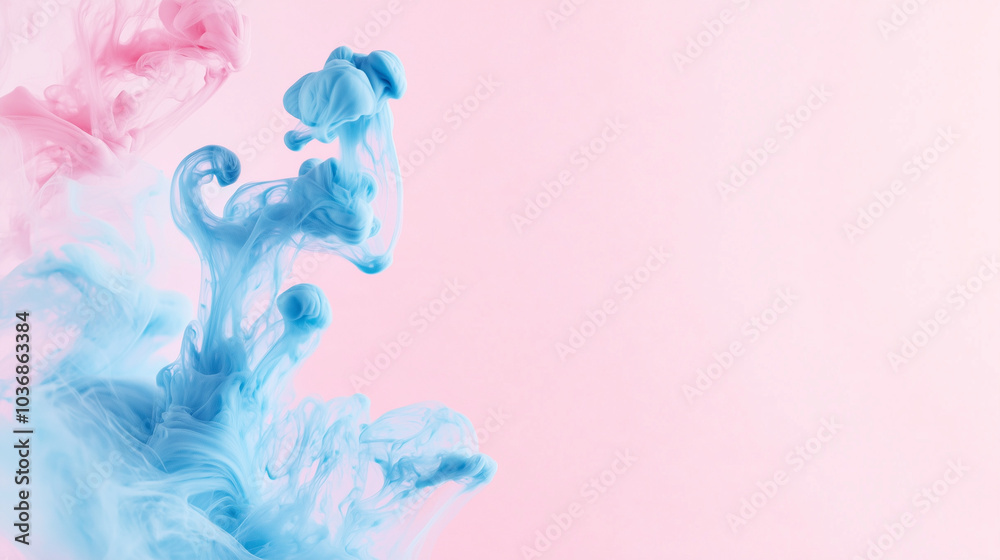 Abstract beauty background with light blue clouds paint Light blue smoke on pink background. Fashionable, modern background in pastel colors Abstract beauty background with light blue clouds paint Light blue smoke on pink background. Fashionable, modern background in pastel colors