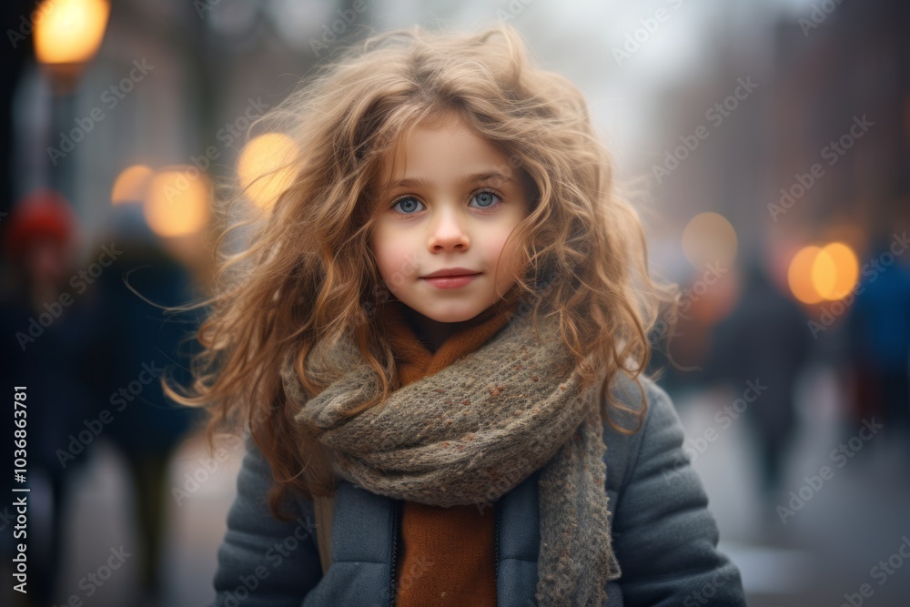 Portrait of a beautiful little girl with long curly hair and blue eyes. Portrait of a beautiful little girl with long curly hair and blue eyes.