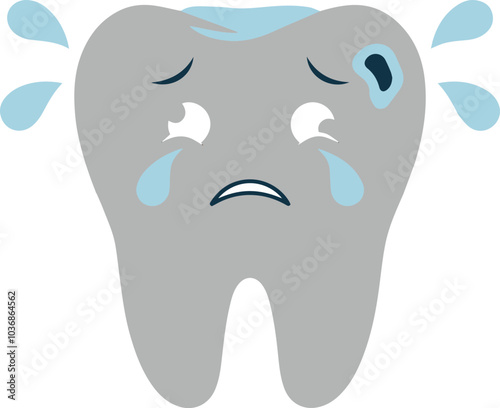 Sad little tooth. Tooth affected by caries.