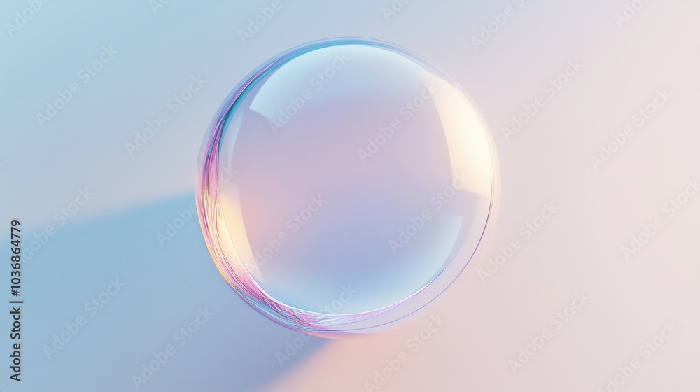 A large transparent shining glass sphere soap bubble on a white background, rendered in 3d A large transparent shining glass sphere soap bubble on a white background, rendered in 3d