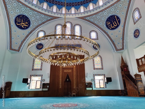 Divine Craftsmanship: The Tranquil Beauty of Islamic Art Inside a Mosque photo