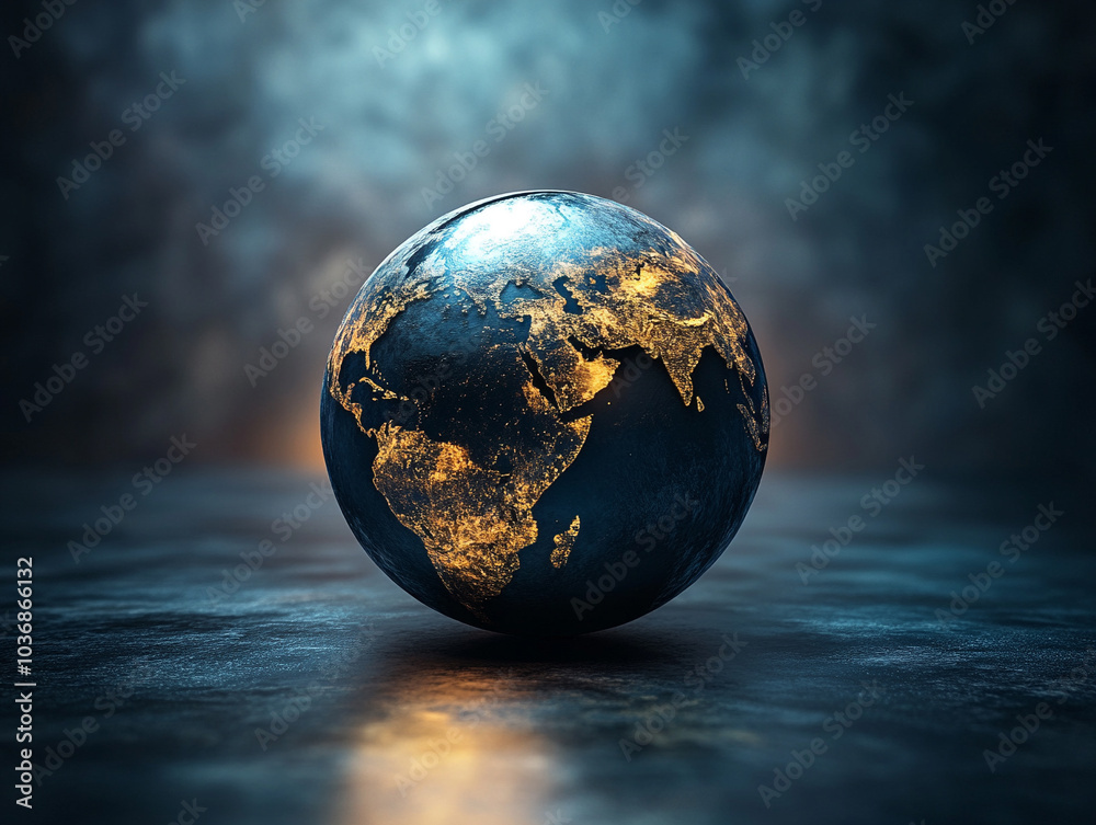 Illustration of a Globe Highlighting a Specific Continent for Geography and Design Projects on a dark background Illustration of a Globe Highlighting a Specific Continent for Geography and Design Projects on a dark background
