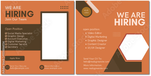 square hiring poster, we re hiring job vacancy social media post design template collection
