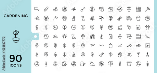 Set of line icons for gardening tools. Linear icon collection for garden. Editable stroke. Pixel perfect symbol for web and ui pack. Vector illustration.