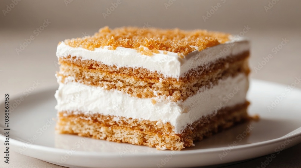 Delicious Russian Honey Cake Slice on a Plate Delicious Russian Honey Cake Slice on a Plate