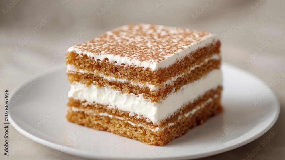 Close-Up of Russian Honey Cake Slice on Plate Close-Up of Russian Honey Cake Slice on Plate