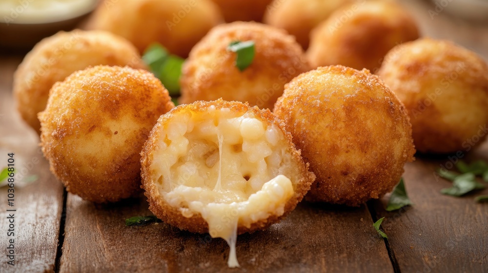 Perfectly Fried Arancini Close-Up Shot Perfectly Fried Arancini Close-Up Shot