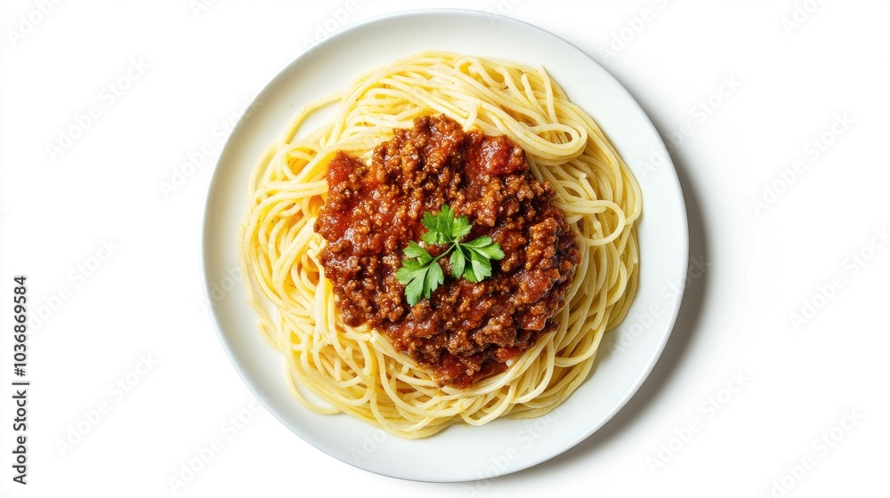 Delicious Top View of Styled Plate of Spaghetti Delicious Top View of Styled Plate of Spaghetti
