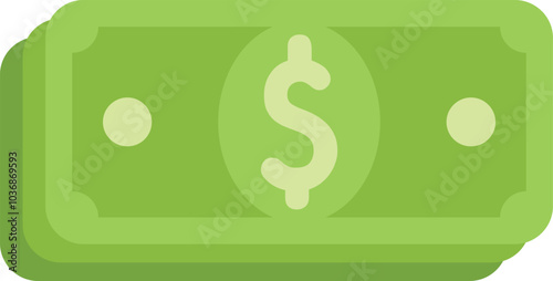 Minimalist vector illustration featuring a stack of crisp green dollar bills, symbolizing financial success and prosperity