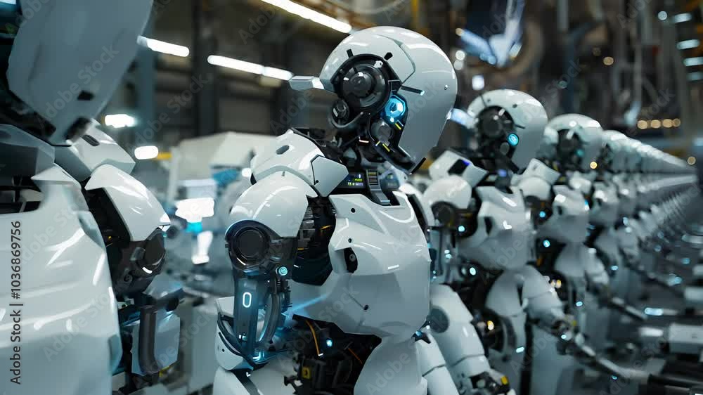 Advanced robots in an assembly line Advanced robots in an assembly line
