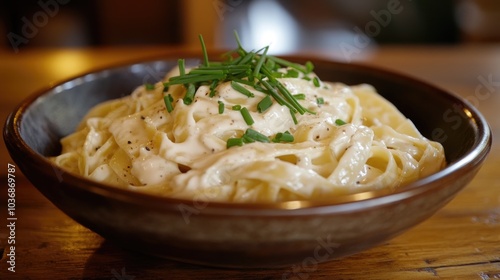 Creamy Fettuccine Alfredo in a Rustic Bowl