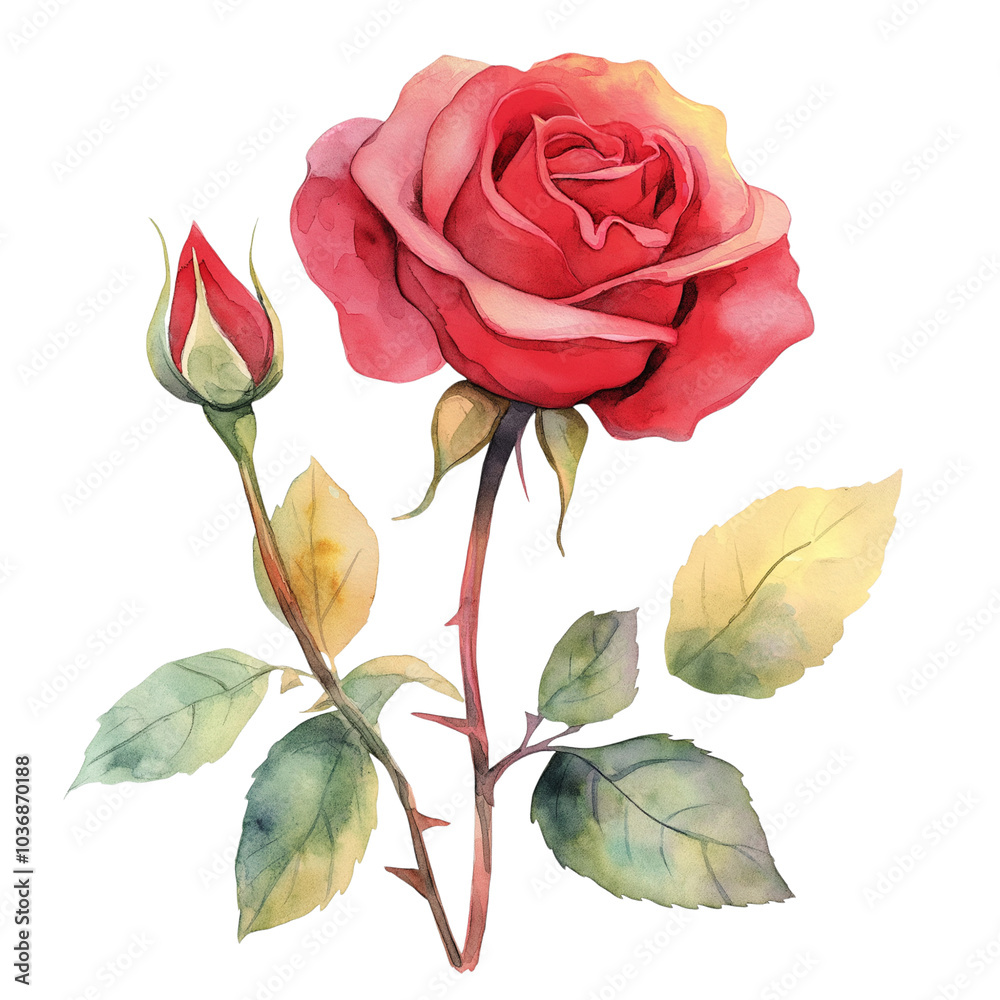 Fototapeta premium red rose isolated isolated transparent background 