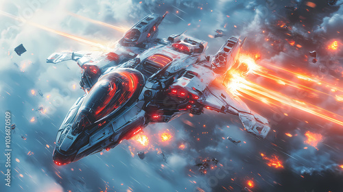 Epic Mecha Anime Warrior in Advanced Armor – Explosive Futuristic Battle with Laser Beams and Energy Blades