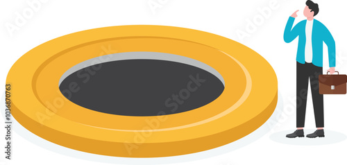 Money trap. Financial bait. The businessman is lured into a trap with money.
