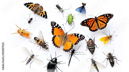 Butterflies_and_insects_of_various_forms_on_a_white