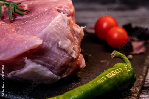 Fresh meat on a kitchen table