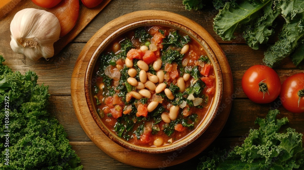 Rustic Table Setting with Bowl of Ribollita Soup Rustic Table Setting with Bowl of Ribollita Soup
