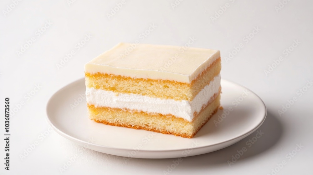 Classic Russian Cake Slice on White Plate Classic Russian Cake Slice on White Plate