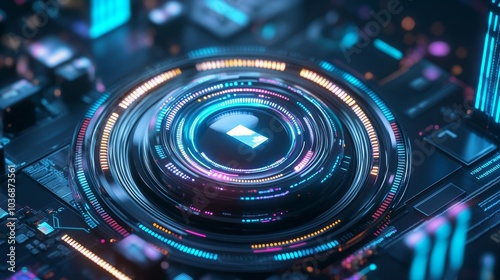 Futuristic Digital Bank Interface Close-Up Shot