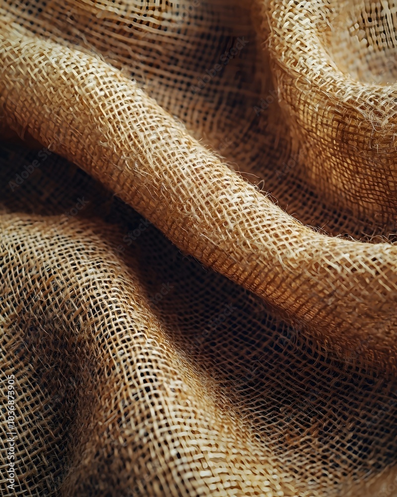Close-up of textured burlap fabric, showcasing warm tones and natural fibers, creating an organic and rustic feel, ideal for creative and decorative projects. Close-up of textured burlap fabric, showcasing warm tones and natural fibers, creating an organic and rustic feel, ideal for creative and decorative projects.
