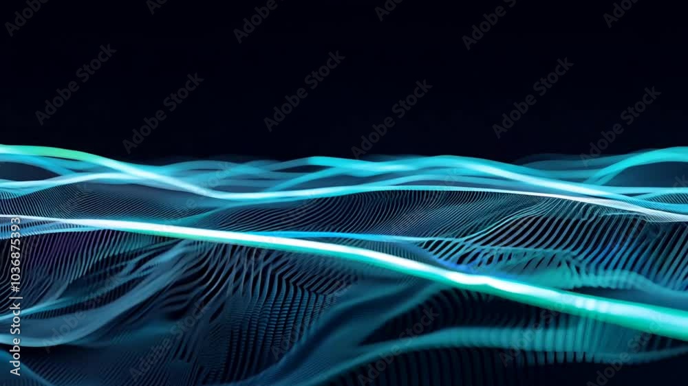 Abstract glowing neon wave patterns flowing smoothly in a dark background. Futuristic concept Abstract glowing neon wave patterns flowing smoothly in a dark background. Futuristic concept