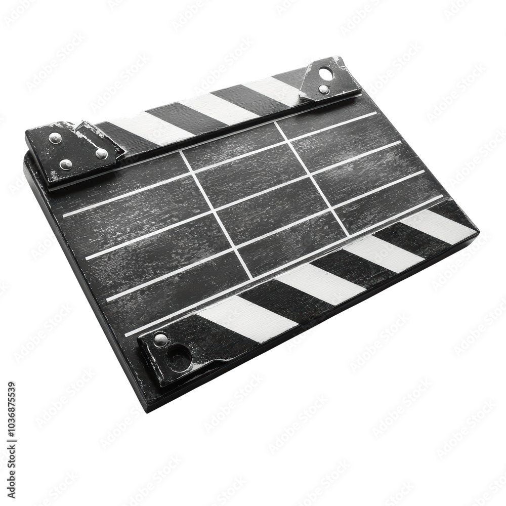 Fototapeta premium Clapperboard used in filmmaking on a white isolated background.