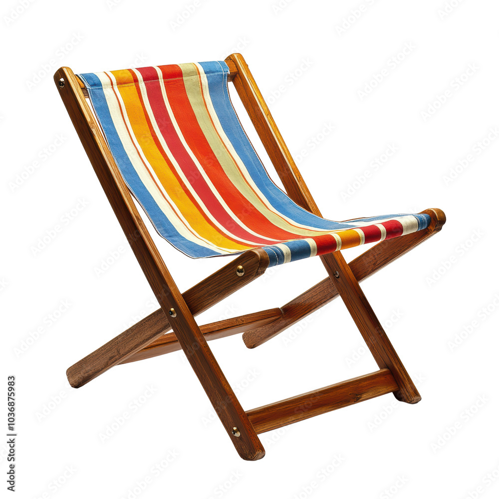 Colorful striped deck chair on white isolated background. Colorful striped deck chair on white isolated background.