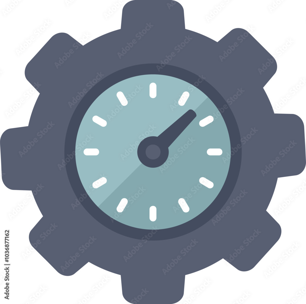Clock face integrated into a cogwheel representing time management Clock face integrated into a cogwheel representing time management