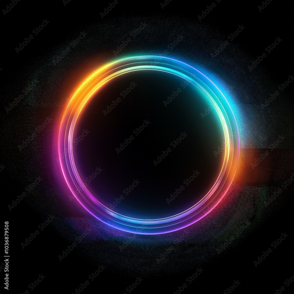 abstract black background with a glowing halo circle in gradient colors, featuring a grainy texture for creating impactful designs with ample copy space abstract black background with a glowing halo circle in gradient colors, featuring a grainy texture for creating impactful designs with ample copy space