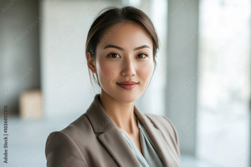 Professional headshot of a businesswoman in a modern office setting Professional headshot of a businesswoman in a modern office setting