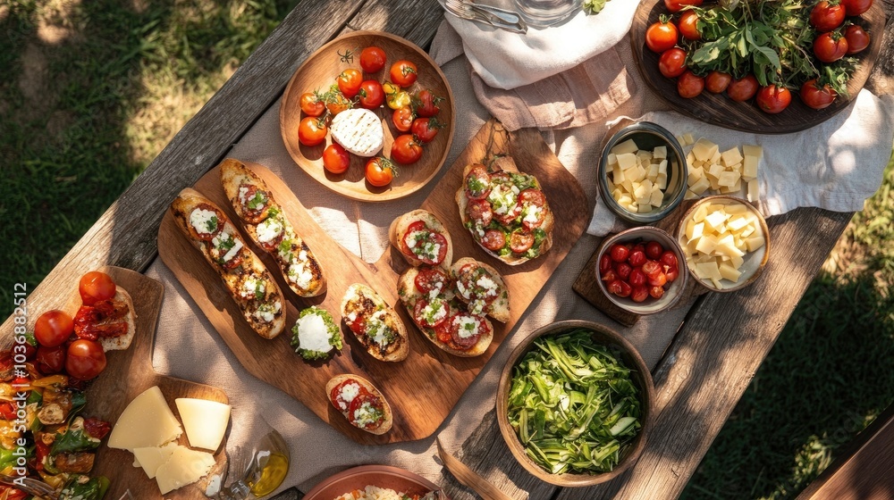 Scenic Overhead View of a Vibrant Picnic Spread Scenic Overhead View of a Vibrant Picnic Spread
