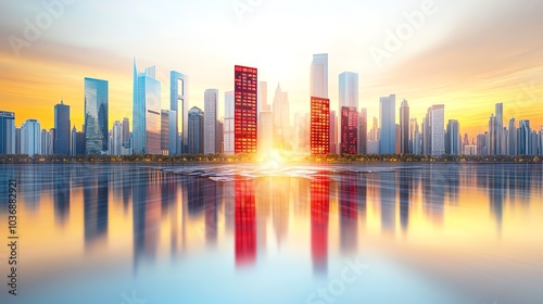 Digital stock board showing red losses, with a melting financial skyscraper reflected in the glass, 3D illustration