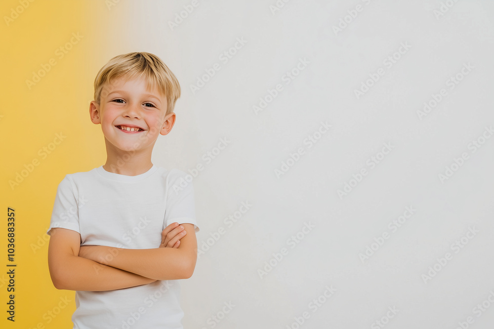 A young boy is smiling and posing for a picture A young boy is smiling and posing for a picture