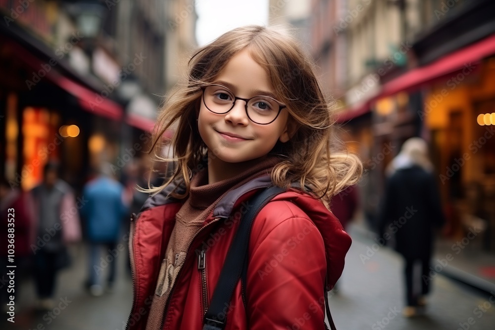 Portrait of a cute little girl in Paris, France, wearing glasses Portrait of a cute little girl in Paris, France, wearing glasses