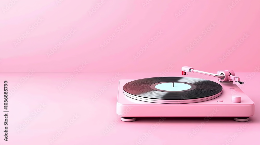 Stylish pink turntable with vinyl record on a pastel pink background, perfect for music lovers and vintage enthusiasts. Stylish pink turntable with vinyl record on a pastel pink background, perfect for music lovers and vintage enthusiasts.