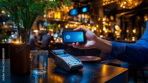 Person Using Digital Payment at Restaurant Table