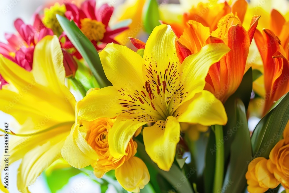 A vibrant bouquet of colorful flowers celebrating the beauty of nature in springtime A vibrant bouquet of colorful flowers celebrating the beauty of nature in springtime