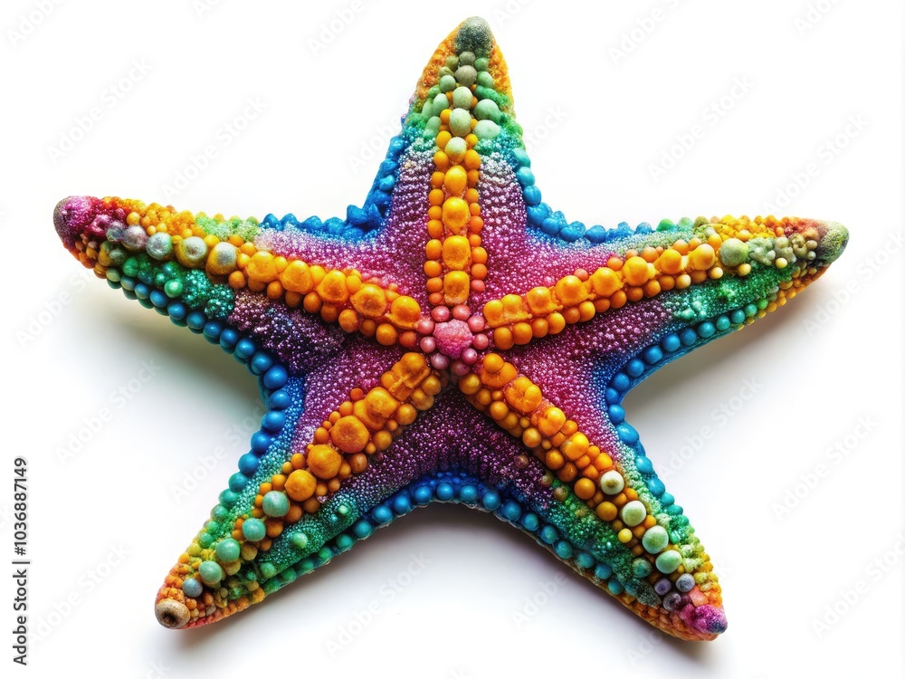 Vivid close-up of a starfish on a white background, showcasing intricate marine details. Ideal for nature enthusiasts and ocean lovers seeking stunning stock photography. Vivid close-up of a starfish on a white background, showcasing intricate marine details. Ideal for nature enthusiasts and ocean lovers seeking stunning stock photography.