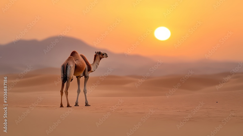 Serene Desert Landscape at Dusk with Golden Light Serene Desert Landscape at Dusk with Golden Light