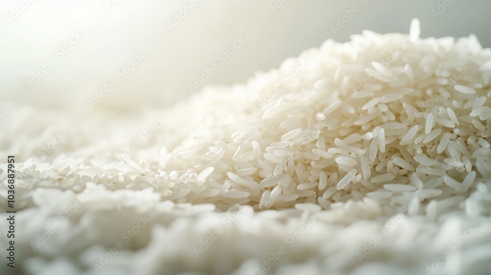 Close-up of a pile of white rice grains with a soft, blurred background. Close-up of a pile of white rice grains with a soft, blurred background.