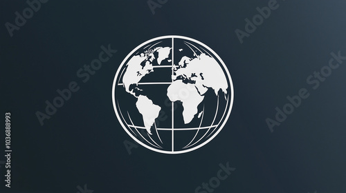 This artistic representation features a simplified globe showcasing the continents and oceans, emphasizing a modern and minimalist aesthetic suitable for various uses.