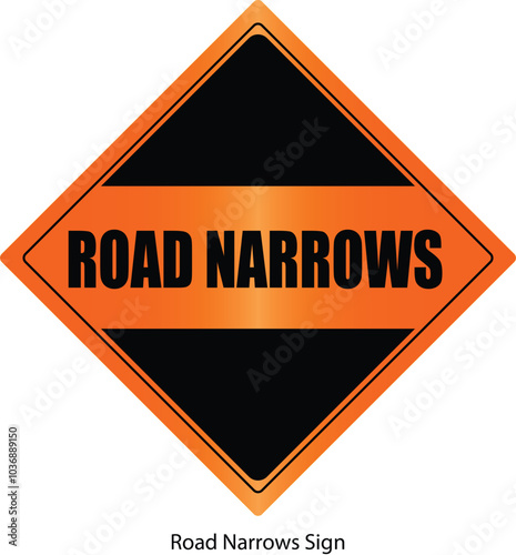 Road Narrows Sign