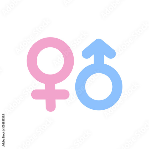 Gender sign. Female and male icon. Flat vector design  isolated illustration.