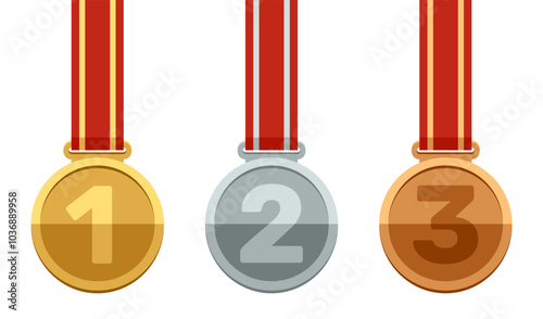 Gold, silver and bronze - award medals set