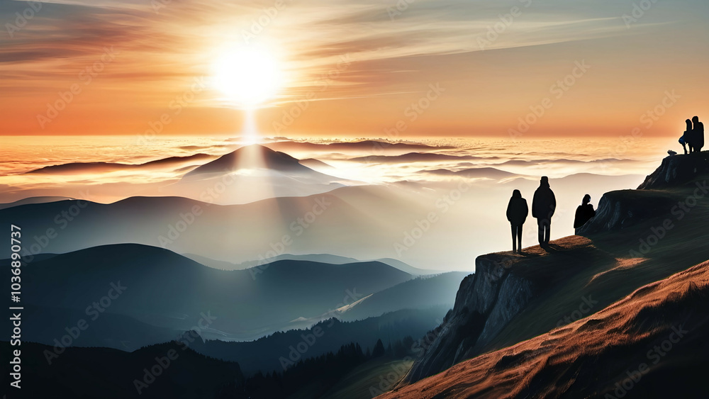 Fototapeta premium sunset in the mountains
